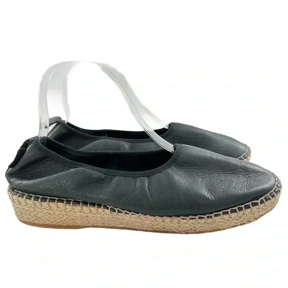 Cole Haan Grand OS womens flats size 8.5 black leather flatform Espadrilles